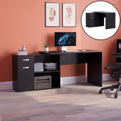 Longton Computer Desk Corner Adjustable L Shape - Black