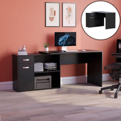 Longton Computer Desk Corner Adjustable L Shape - Black