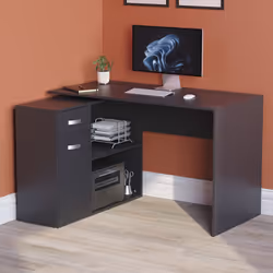 Longton Computer Desk Corner Adjustable L Shape - Black