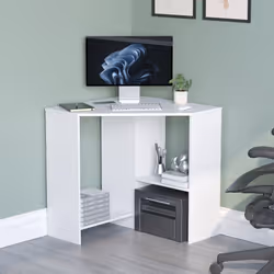 Hetton Corner Computer Desk PC Office Study Table - White