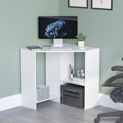 Hetton Corner Computer Desk PC Office Study Table - White
