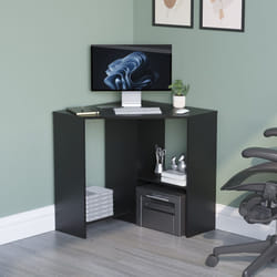 Hetton Corner Computer Desk PC Office Study Table - Black