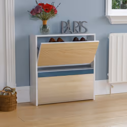 Welham 2 Drawer Shoe Cabinet Mirror Tall Storage - White