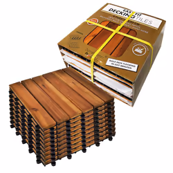 ) Easy Fit Wooden Click Deck Decking Tiles Hardwood Patio Garden Outdoor Balcony - Two Packs (18 Tiles