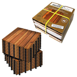 ) Easy Fit Wooden Click Deck Decking Tiles Hardwood Patio Garden Outdoor Balcony - Three Packs (27 Tiles