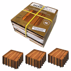 ) Easy Fit Wooden Click Deck Decking Tiles Hardwood Patio Garden Outdoor Balcony - Four Packs (36 Tiles