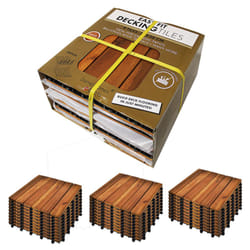 ) Easy Fit Wooden Click Deck Decking Tiles Hardwood Patio Garden Outdoor Balcony - Four Packs (36 Tiles