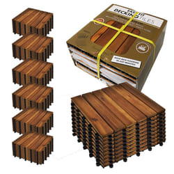 ) Easy Fit Wooden Click Deck Decking Tiles Hardwood Patio Garden Outdoor Balcony - Eight Packs (72 Tiles