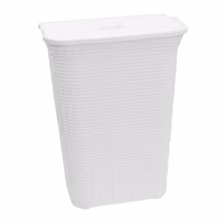 75L Laundry Hamper Storage Linen Clothes Washing Basket Lid Plastic Rattan Style - White