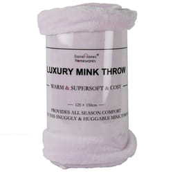 Soft Mink Throw Over Bed Faux Cuddle Luxury Fur Fleece Bedding Sofa Warm Blanket - Blush, Single