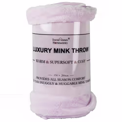 Soft Mink Throw Over Bed Faux Cuddle Luxury Fur Fleece Bedding Sofa Warm Blanket - Blush, Double