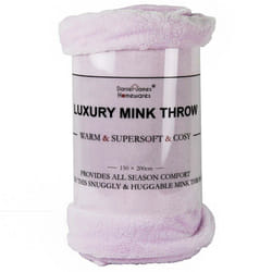 Soft Mink Throw Over Bed Faux Cuddle Luxury Fur Fleece Bedding Sofa Warm Blanket - Blush, Double
