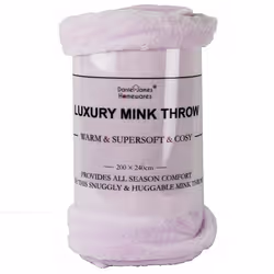 Soft Mink Throw Over Bed Faux Cuddle Luxury Fur Fleece Bedding Sofa Warm Blanket - Blush, King
