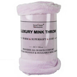 Soft Mink Throw Over Bed Faux Cuddle Luxury Fur Fleece Bedding Sofa Warm Blanket - Blush, King
