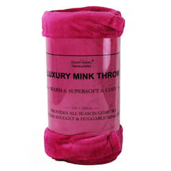 Soft Mink Throw Over Bed Faux Cuddle Luxury Fur Fleece Bedding Sofa Warm Blanket - Fuschia, Double