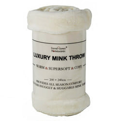 Soft Mink Throw Over Bed Faux Cuddle Luxury Fur Fleece Bedding Sofa Warm Blanket - Ivory, King
