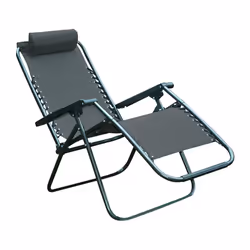 Folding Garden Chair Patio Furniture Textoline Zero Gravity Recliner Sun Lounger - Grey