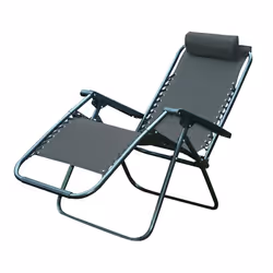 Garden Chair Sun Lounger Zero Gravity Folding Recliner Patio Furniture Textoline - Grey, 1