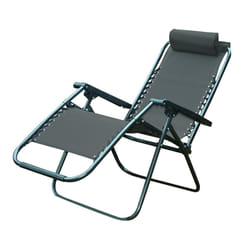 Garden Chair Sun Lounger Zero Gravity Folding Recliner Patio Furniture Textoline - Grey, 1