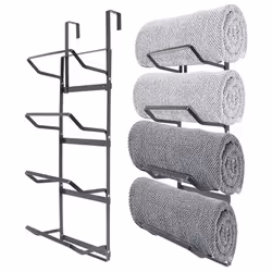 4 Tier Metal Over Door Towel Rail Rack Hanger Holder Bathroom Storage Organizer