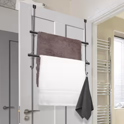 Over The Door 2 Tier Towel Drying Organizer Storage Rack Bathroom Holder Hanger