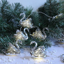 Swan Garland Christmas Decoration Sequin 20 LED - Silver Sequin 1620427