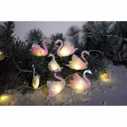 Swan Garland Christmas Decoration Sequin 20 LED - Pearl Sequin 1620428
