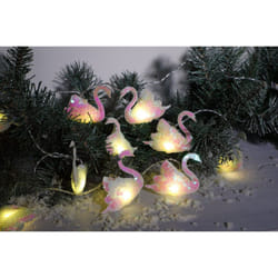 Swan Garland Christmas Decoration Sequin 20 LED - Pearl Sequin 1620428