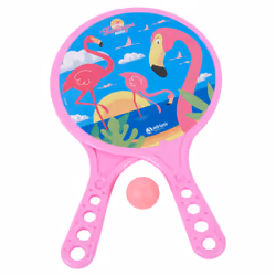 Kids Plastic Disney Beach Tennis Racket Game Set - Flamingos