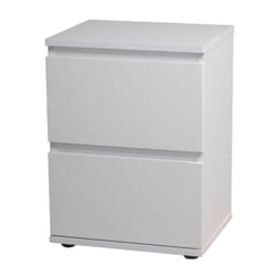 2 Drawer Wooden Bedside Cabinet Side Table - White Carcass and White Drawers