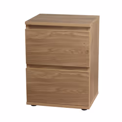 2 Drawer Wooden Bedside Cabinet Side Table - Oak Carcass and Oak Drawers