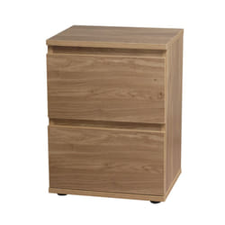 2 Drawer Wooden Bedside Cabinet Side Table - Oak Carcass and Oak Drawers