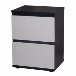 2 Drawer Wooden Bedside Cabinet Side Table - Black Carcass and White Drawers