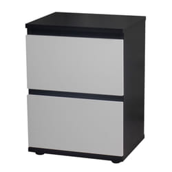 2 Drawer Wooden Bedside Cabinet Side Table - Black Carcass and White Drawers