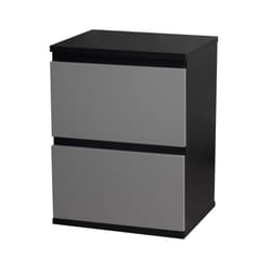 2 Drawer Wooden Bedside Cabinet Side Table - Black Carcass and Grey Drawers