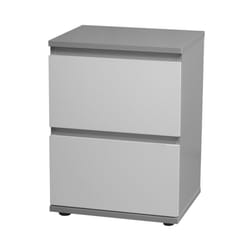 2 Drawer Wooden Bedside Cabinet Side Table - Grey Carcass and White Drawers