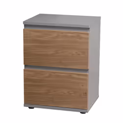 2 Drawer Wooden Bedside Cabinet Side Table - Grey Carcass and Oak Drawers