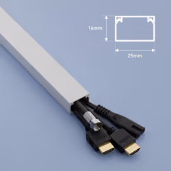 25x16mm Cable Trunking, Cable Cover, Paintable, Self-Adhesive Wire Cover, Corner Wire Hider, Cable Management - 25mm (W) x 16mm (H) x 1-meter Length -