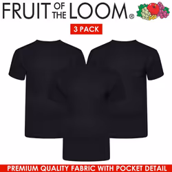 , XL) Mens T Shirts Short Sleeve Fruit Of The Loom TShirts - Black (3 Pack
