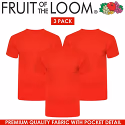 , M) Mens T Shirts Short Sleeve Fruit Of The Loom TShirts - Red (3 Pack