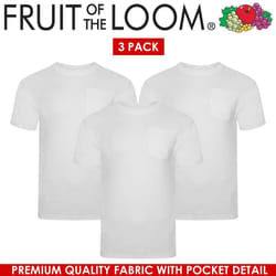 , S) Mens T Shirts Short Sleeve Fruit Of The Loom TShirts - White (3 Pack