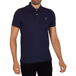 Gant Mens Original Pique Short Sleeve Polo Shirt - Navy, M
