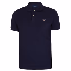 Gant Mens Original Pique Short Sleeve Polo Shirt - Navy, M