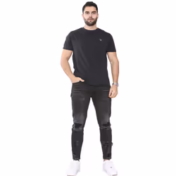 Gant Mens Contrast logo Crew Neck T-shirt - Black, 3XL