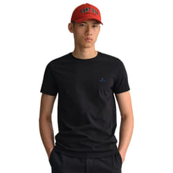 Gant Mens Contrast Logo Crew Neck T-Shirt - Black, XL