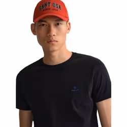 Gant Mens Contrast Logo Crew Neck T-Shirt - Black, XL
