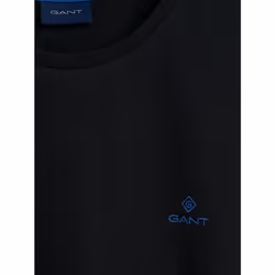 Gant Mens Contrast Logo Crew Neck T-Shirt - Black, XL