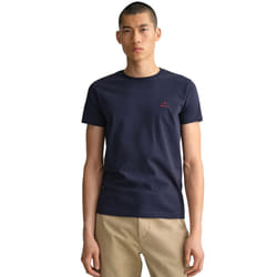 Gant Mens Contrast Logo Crew Neck T-Shirt - Blue, 2XL
