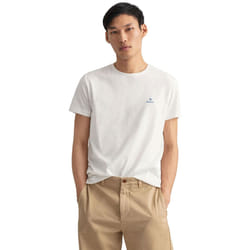 Gant Mens Contrast Logo Crew Neck T-Shirt - White, XL