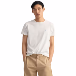 Gant Mens Contrast Logo Crew Neck T-Shirt - White, 3XL
